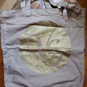 Victoria Secret gold glitter tote